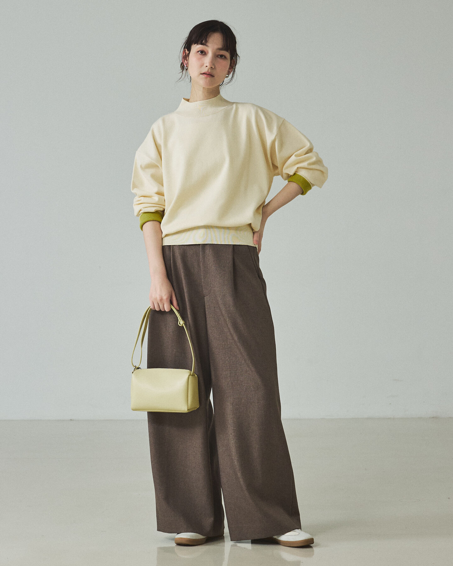 qualite「バイカラーハイネックプルオーバー」|ニット・セーター|