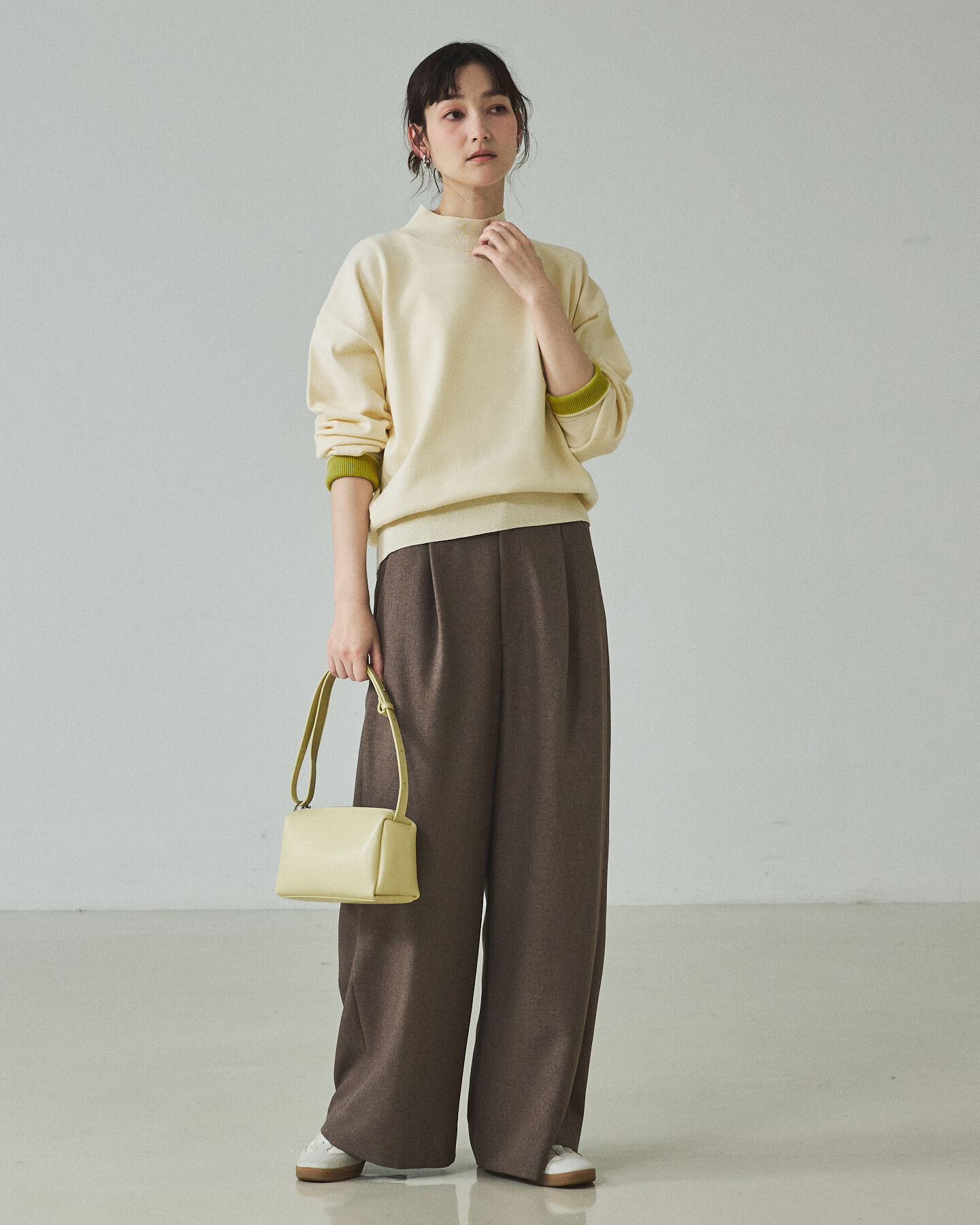 qualite「バイカラーハイネックプルオーバー」|ニット・セーター|