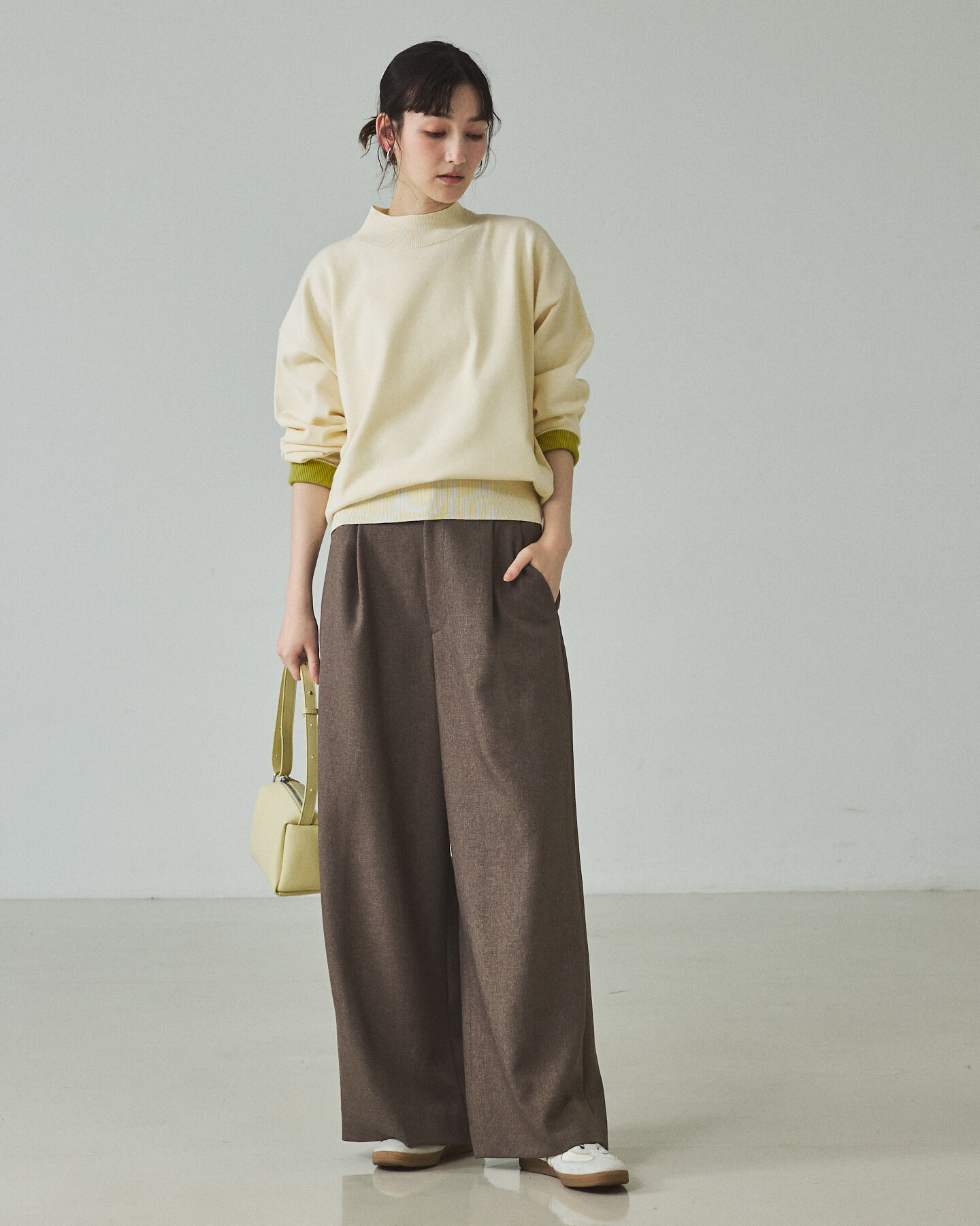 qualite「バイカラーハイネックプルオーバー」|ニット・セーター|