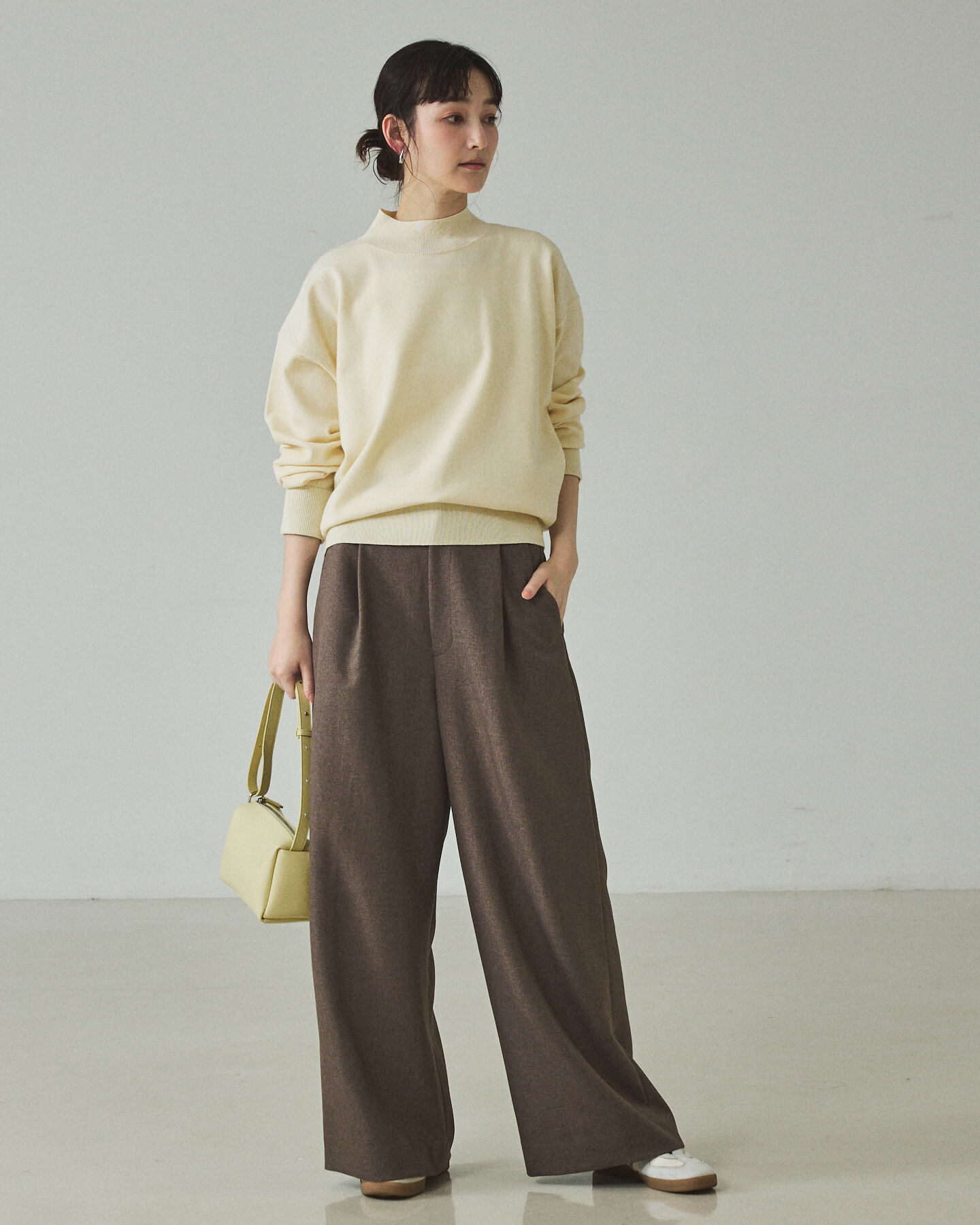 qualite「バイカラーハイネックプルオーバー」|ニット・セーター|