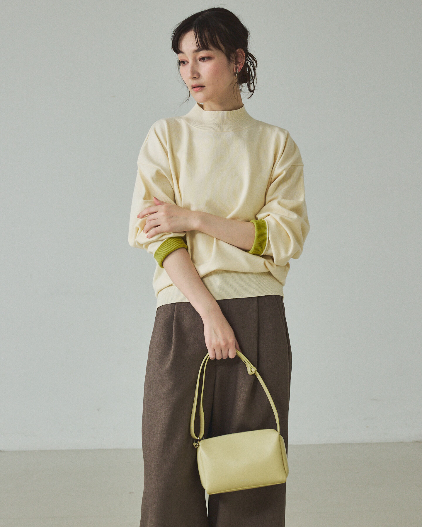 qualite「バイカラーハイネックプルオーバー」|ニット・セーター|