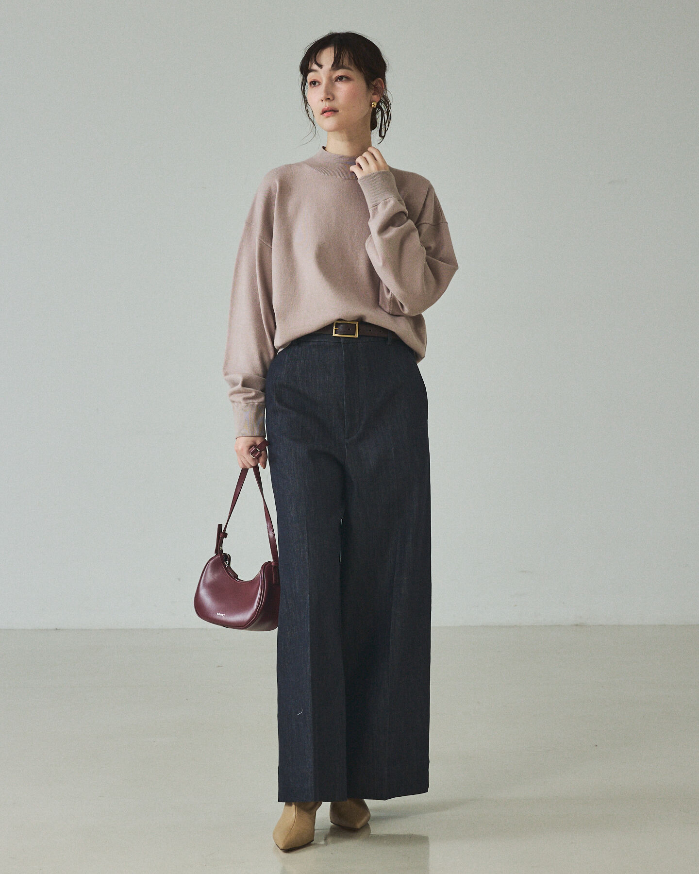 qualite「バイカラーハイネックプルオーバー」|ニット・セーター|