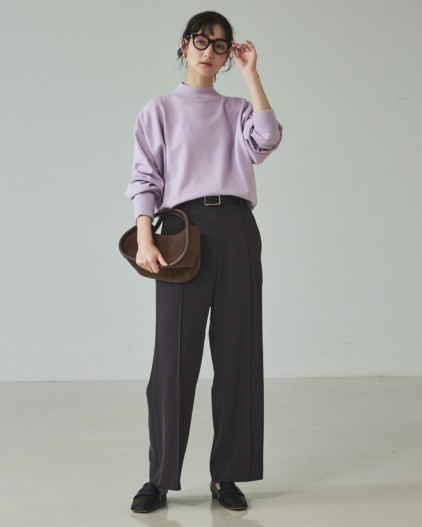 qualite「バイカラーハイネックプルオーバー」|ニット・セーター|