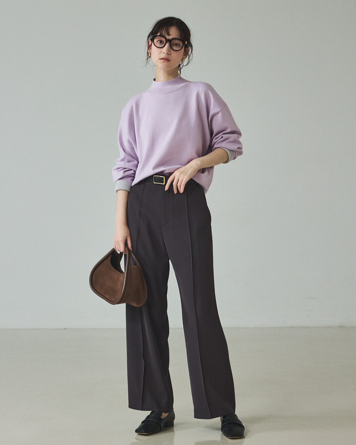 qualite「バイカラーハイネックプルオーバー」|ニット・セーター|