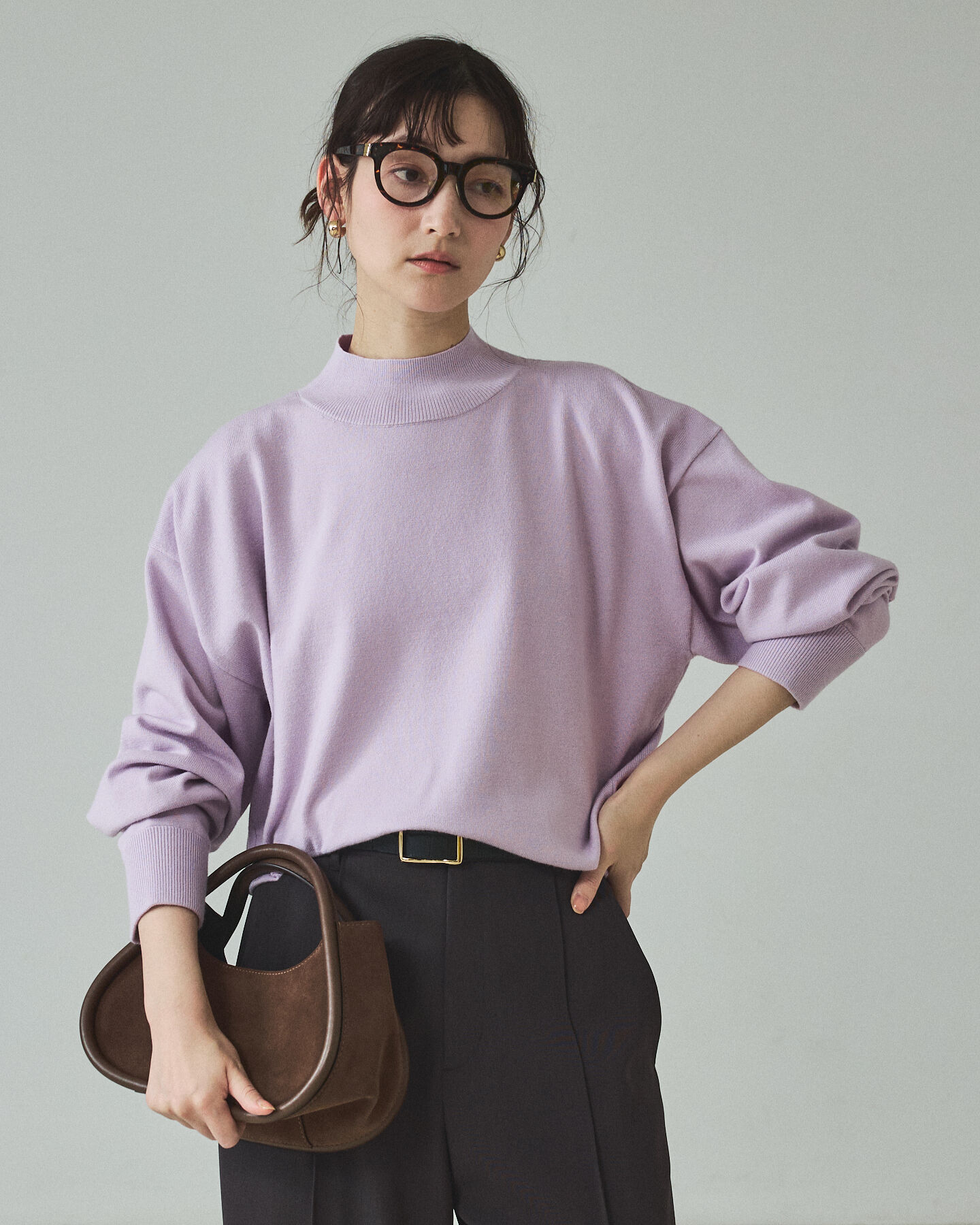 qualite「バイカラーハイネックプルオーバー」|ニット・セーター|