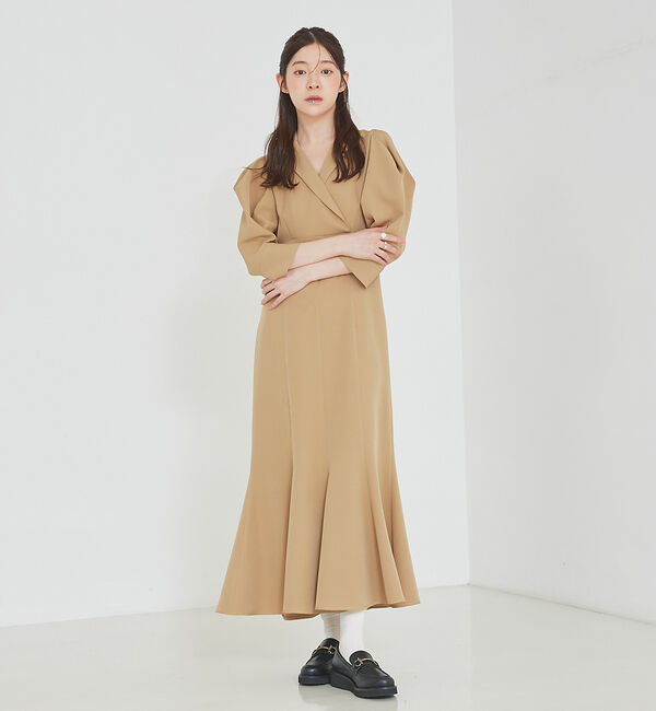 SELFIST「テーラードカラーマーメイドワンピース」|ワンピース|ベージュ