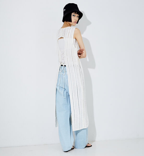 NOMINE「【iocus】ストライプレースバックオープントップス」|ワンピース|