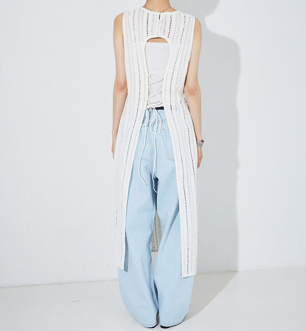 NOMINE「【iocus】ストライプレースバックオープントップス」|ワンピース|