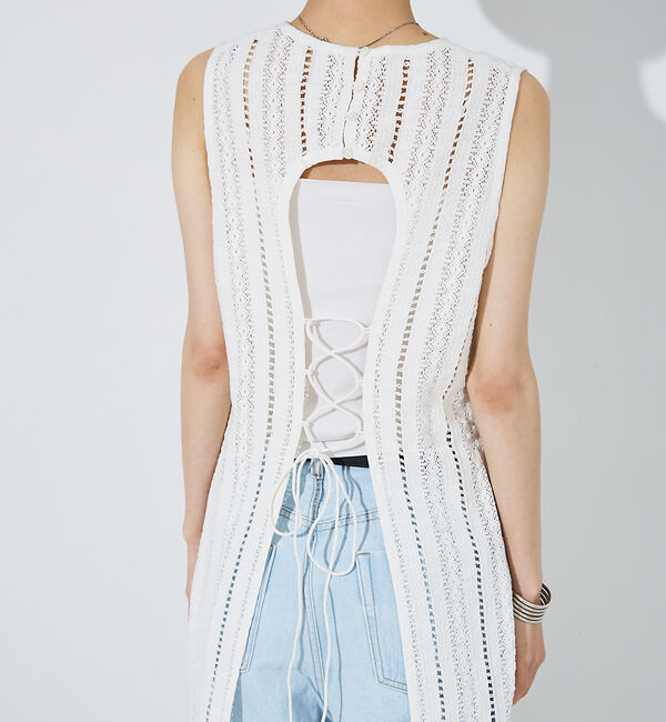 NOMINE「【iocus】ストライプレースバックオープントップス」|ワンピース|