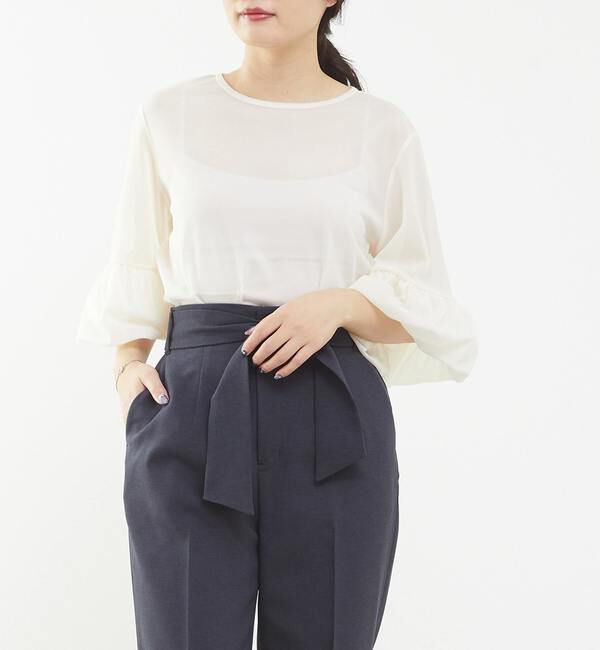 TIARA「フリルトリミングチュールブラウス 」|Tシャツ・カットソー|アイボリー