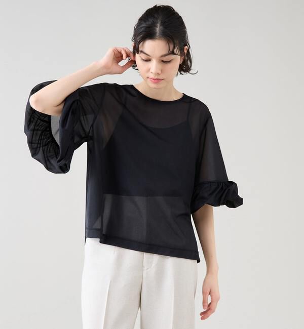 TIARA「フリルトリミングチュールブラウス 」|Tシャツ・カットソー|