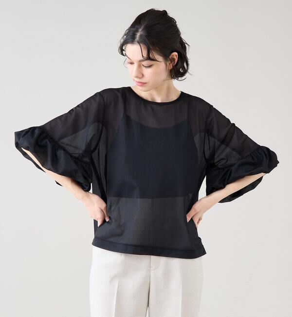 TIARA「フリルトリミングチュールブラウス 」|Tシャツ・カットソー|