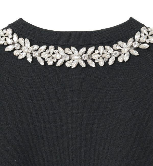 TIARA「ビジューネックカーディガン」|カーディガン|