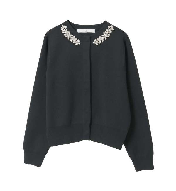 TIARA「ビジューネックカーディガン」|カーディガン|