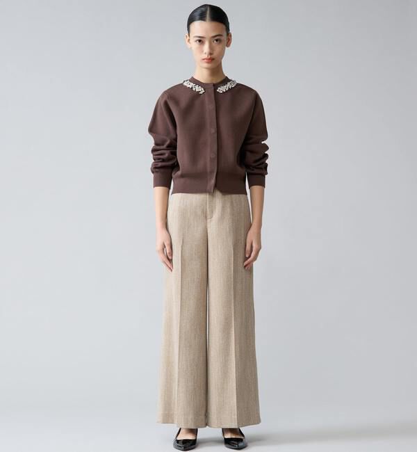 TIARA「ビジューネックカーディガン」|カーディガン|