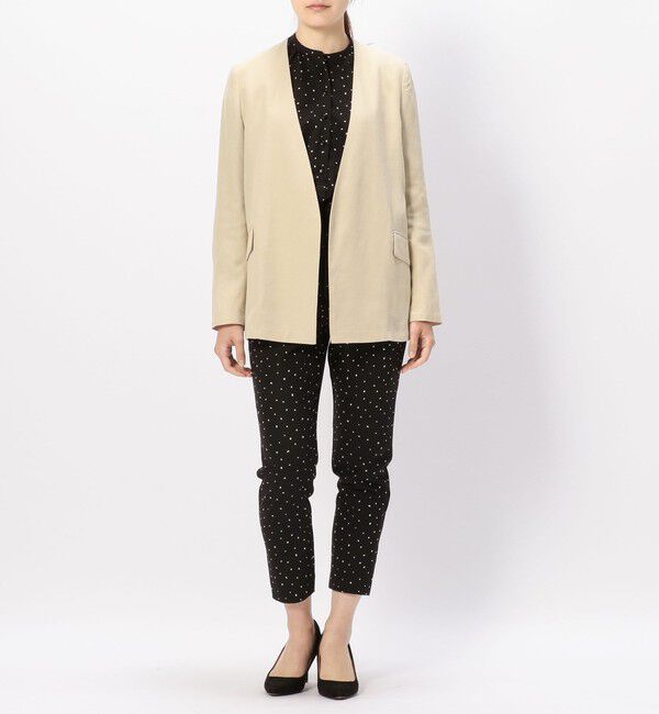 Liesse「麻混シンプルノーカラージャケット」|ノーカラージャケット|