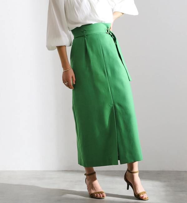 Liesse「ベルテッドロングタイトスカート（セットアップ対応可）」|スカート|グリーン