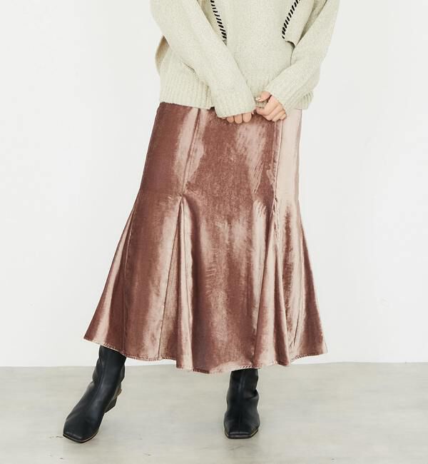 Soffitto「ベロアマーメイドスカート」|スカート|ピンクベージュ
