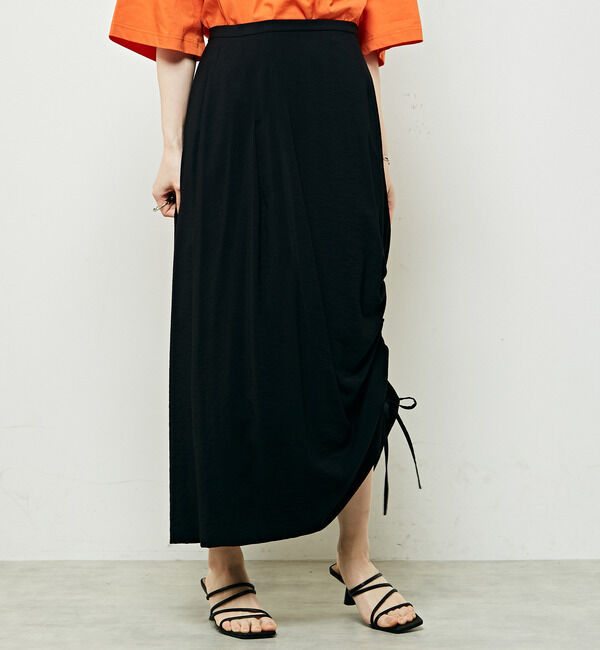 Soffitto「アシンメトリーサイドギャザースカート」|スカート|ブラック