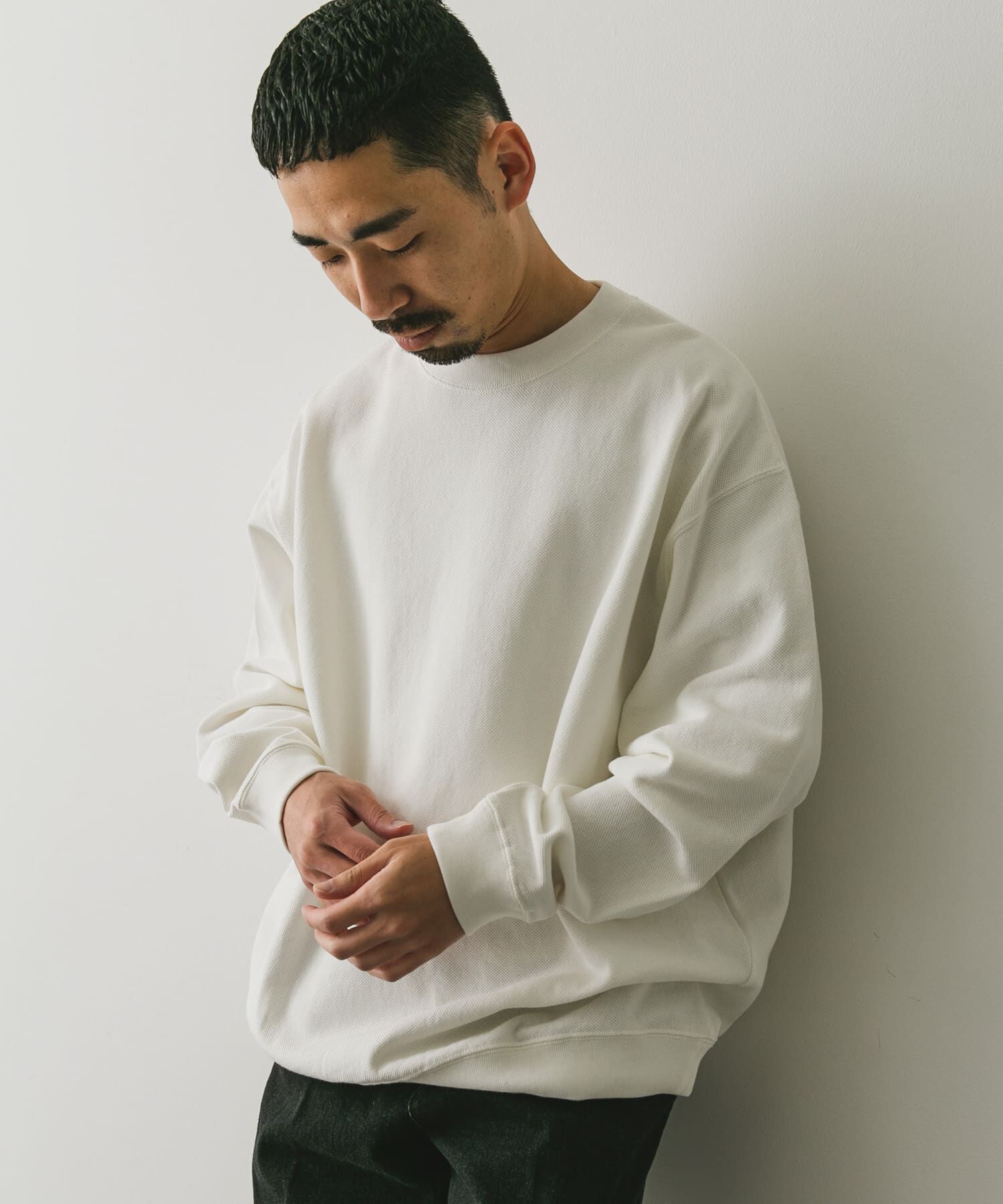 URBAN RESEARCH DOORS「裏起毛鹿の子プルオーバー」|Tシャツ・カットソー|オフホワイト