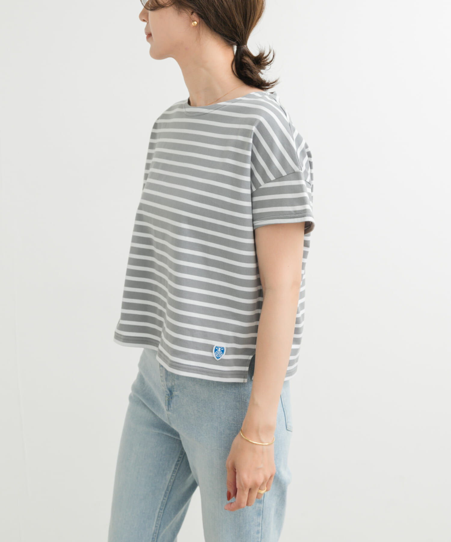 URBAN RESEARCH DOORS「ORCIVAL　BOAT NECK SHORT-SLEEVE PULLOVER」|Tシャツ・カットソー|グレー