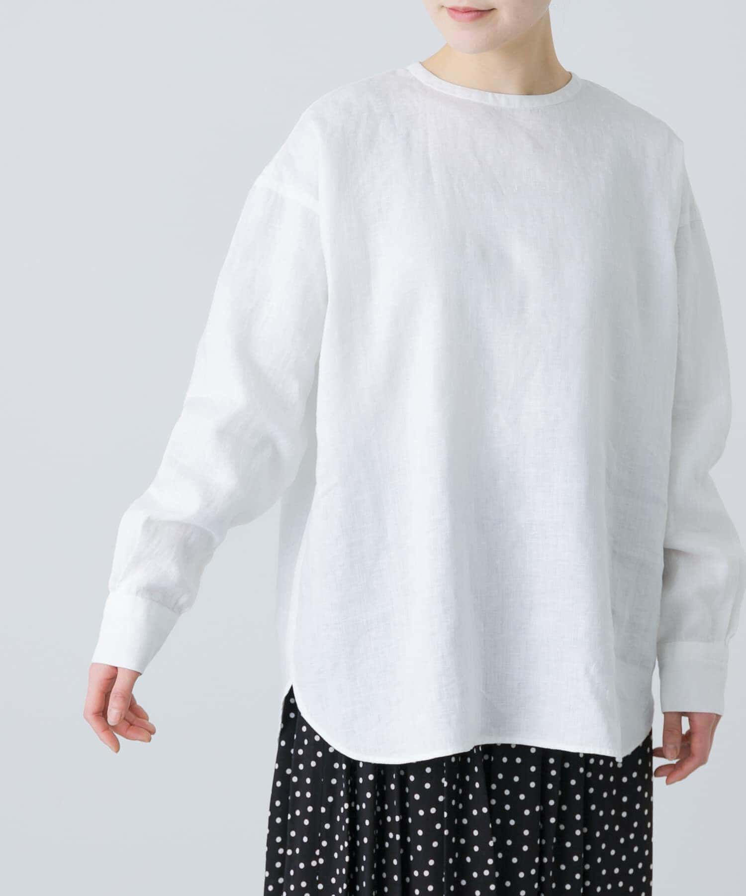 かぐれ「リネンクルーネックプルオーバー」|シャツ・ブラウス|