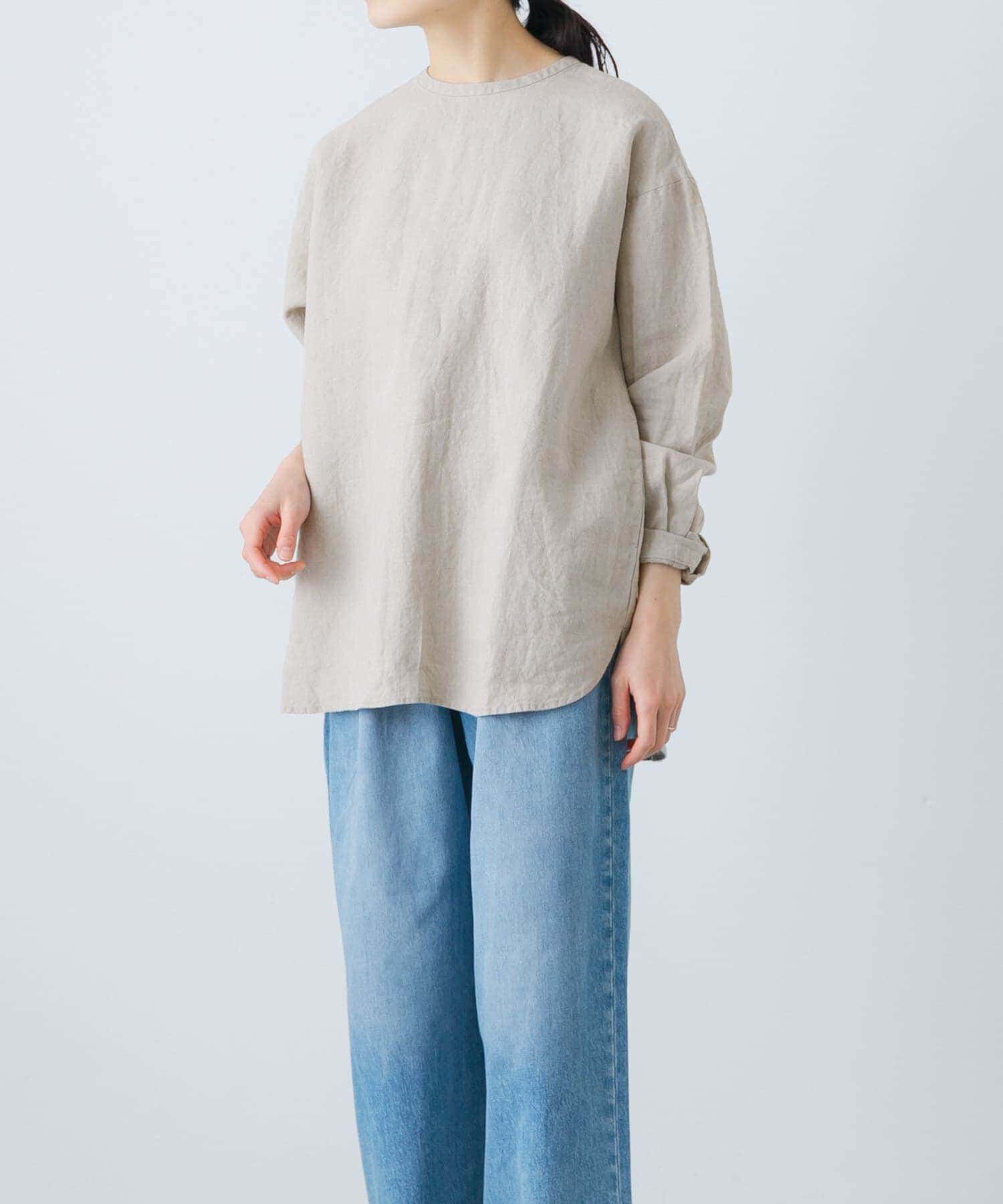 かぐれ「リネンクルーネックプルオーバー」|シャツ・ブラウス|ナチュラル