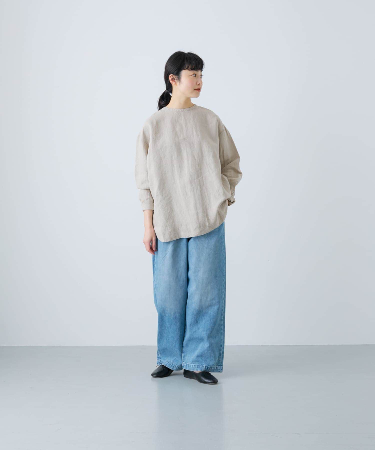 かぐれ「リネンクルーネックプルオーバー」|シャツ・ブラウス|