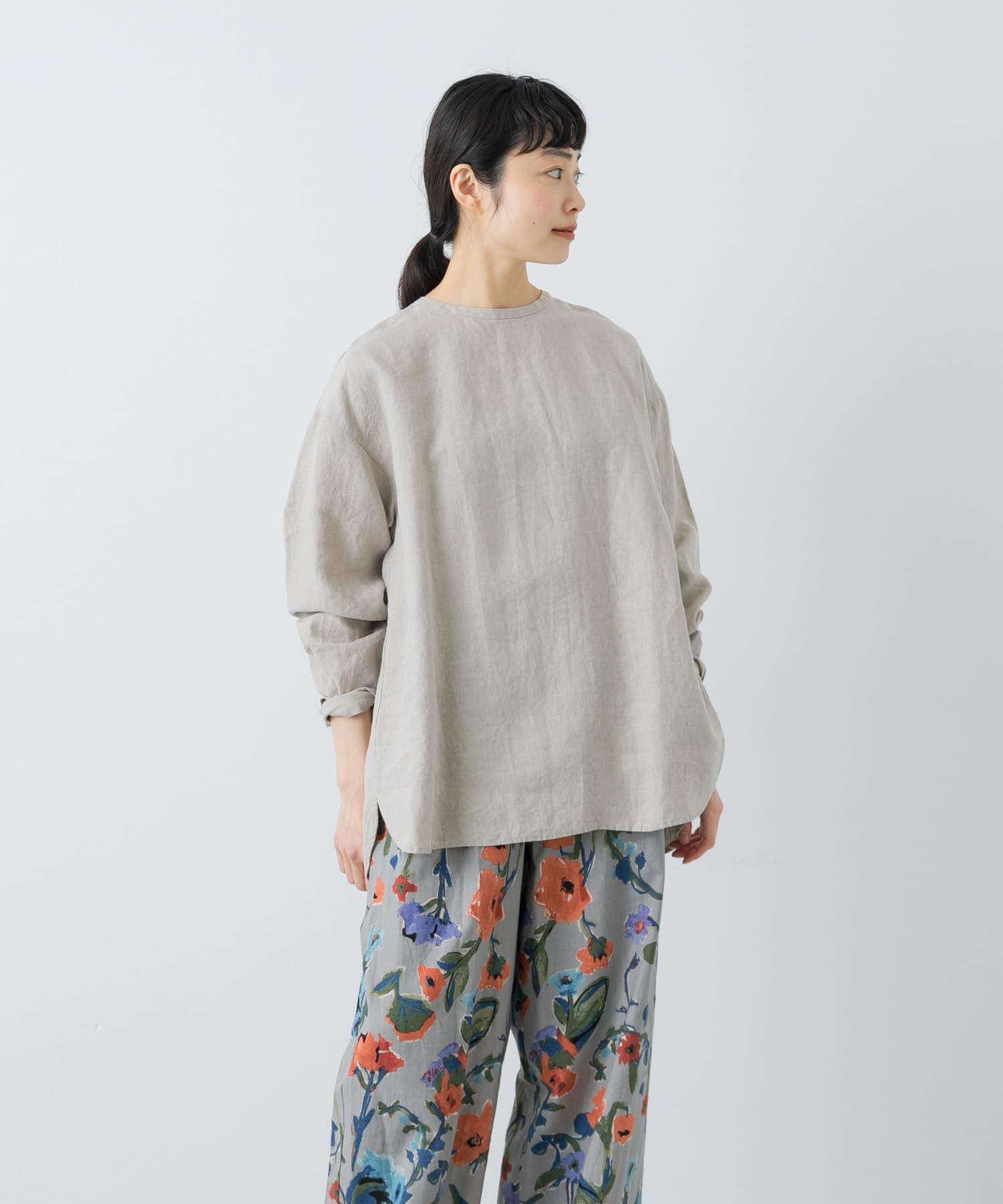 かぐれ「リネンクルーネックプルオーバー」|シャツ・ブラウス|