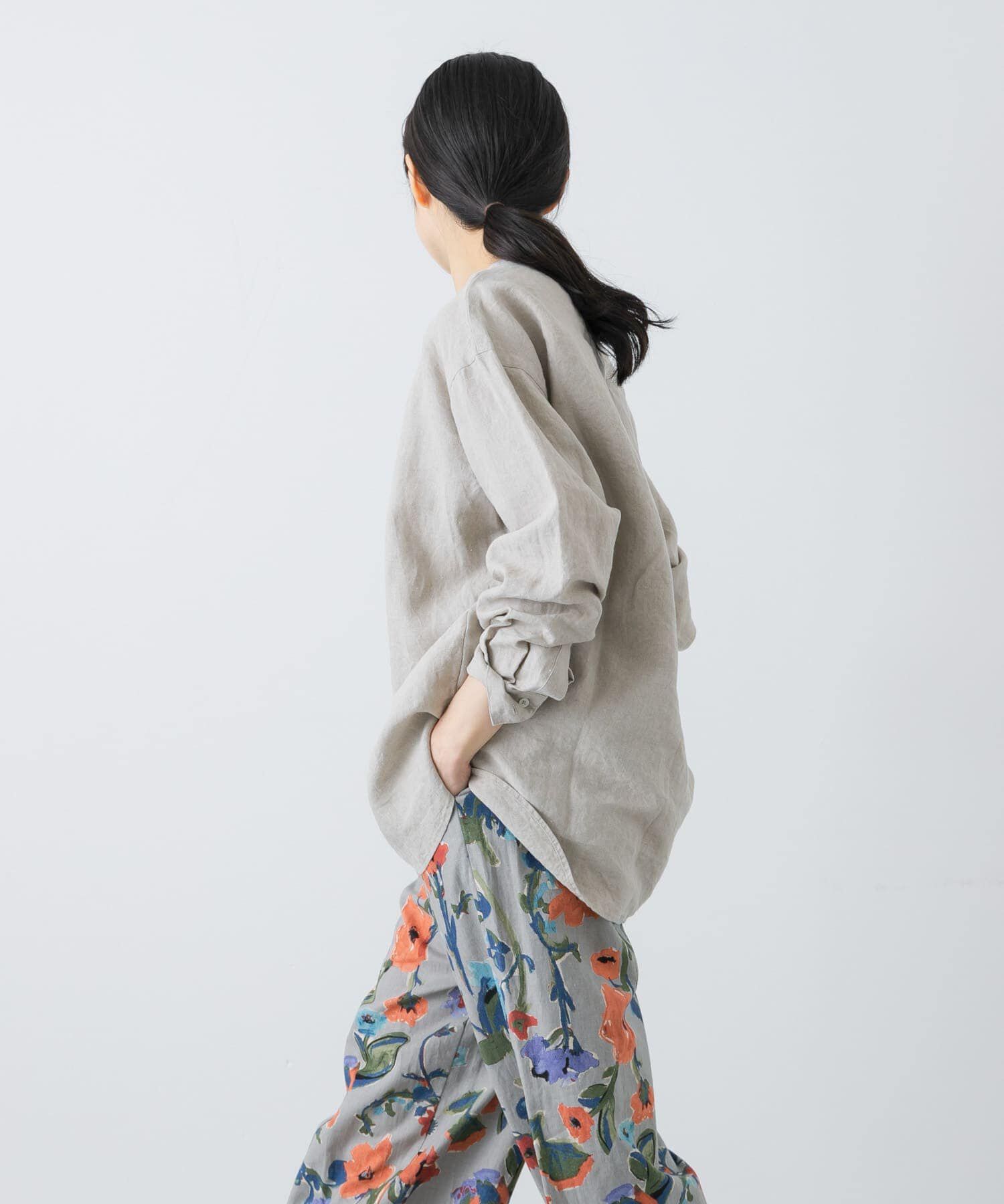 かぐれ「リネンクルーネックプルオーバー」|シャツ・ブラウス|