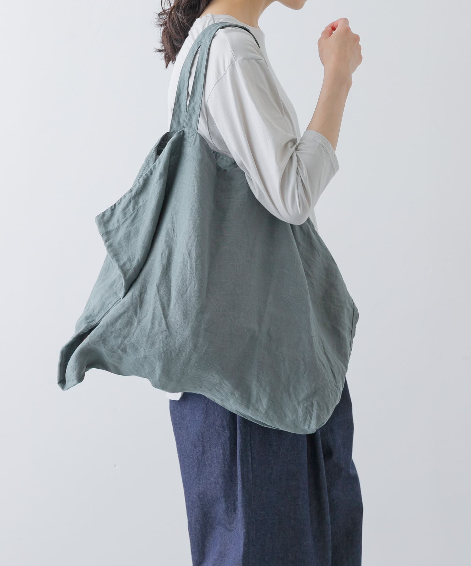 かぐれ「リネンビッグトートバッグ」|トートバッグ|グリーン系その他