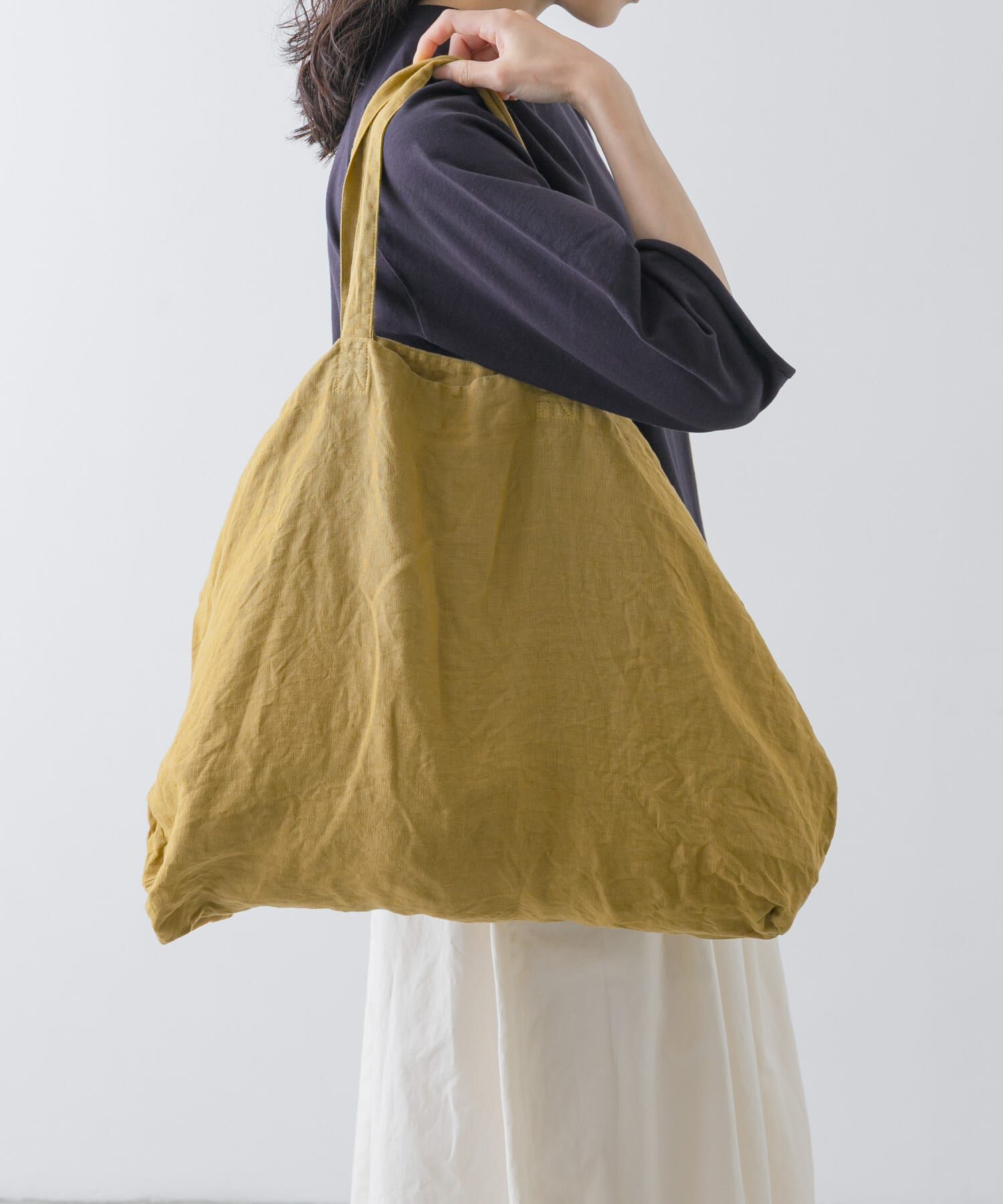 かぐれ「リネンビッグトートバッグ」|トートバッグ|イエロー系その他