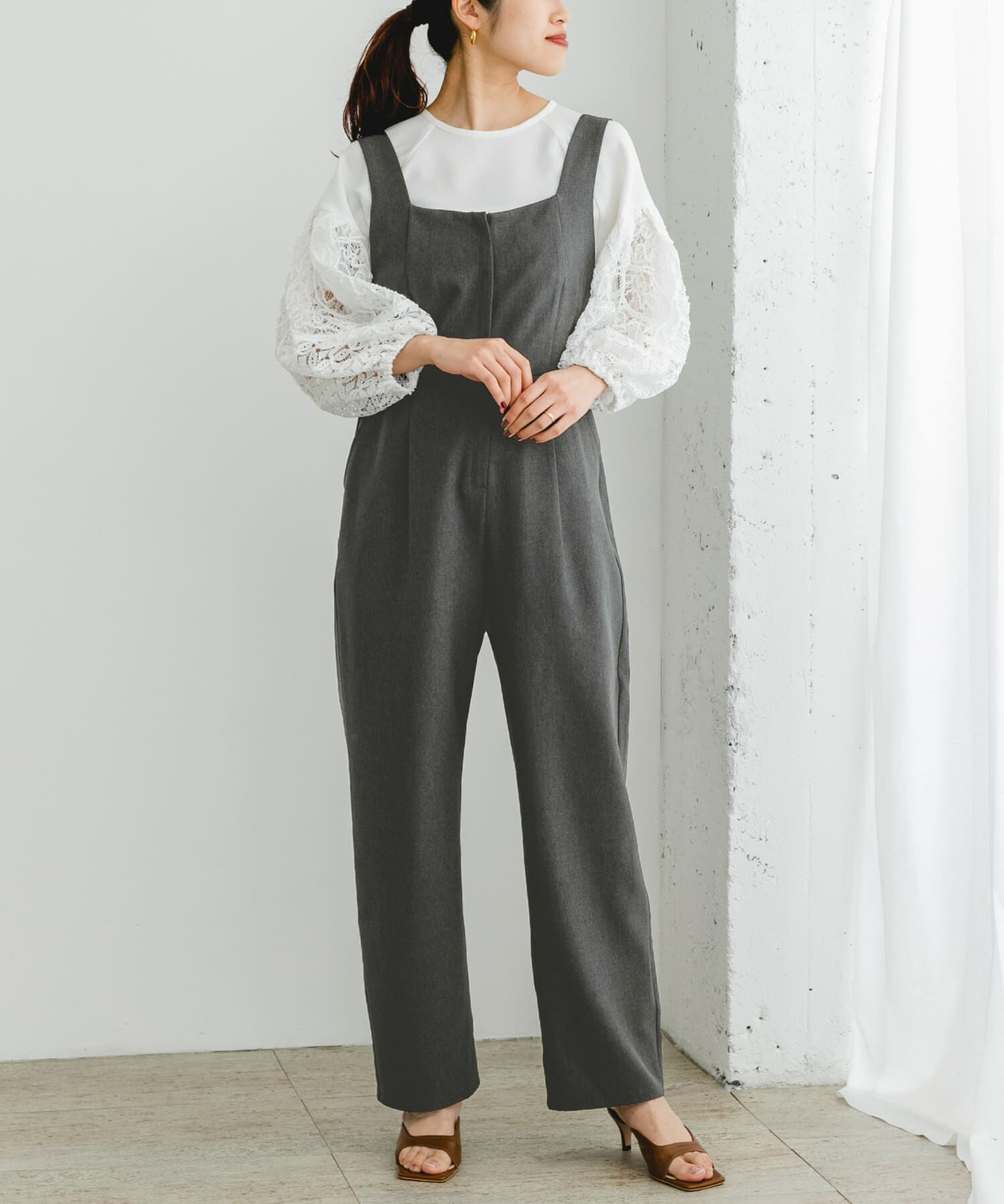 URBAN RESEARCH ROSSO「F by ROSSO　イージーケアワイドストレートオールインワン」|スカート|