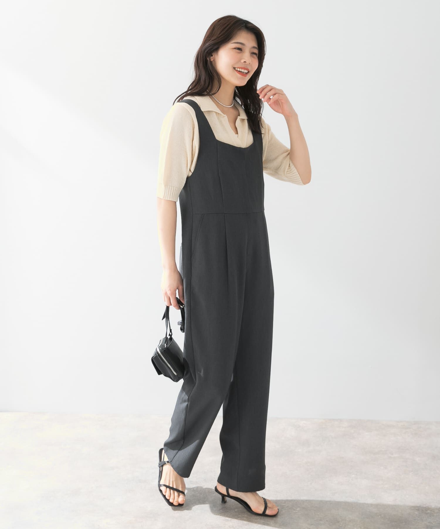 URBAN RESEARCH ROSSO「F by ROSSO　イージーケアワイドストレートオールインワン」|スカート|