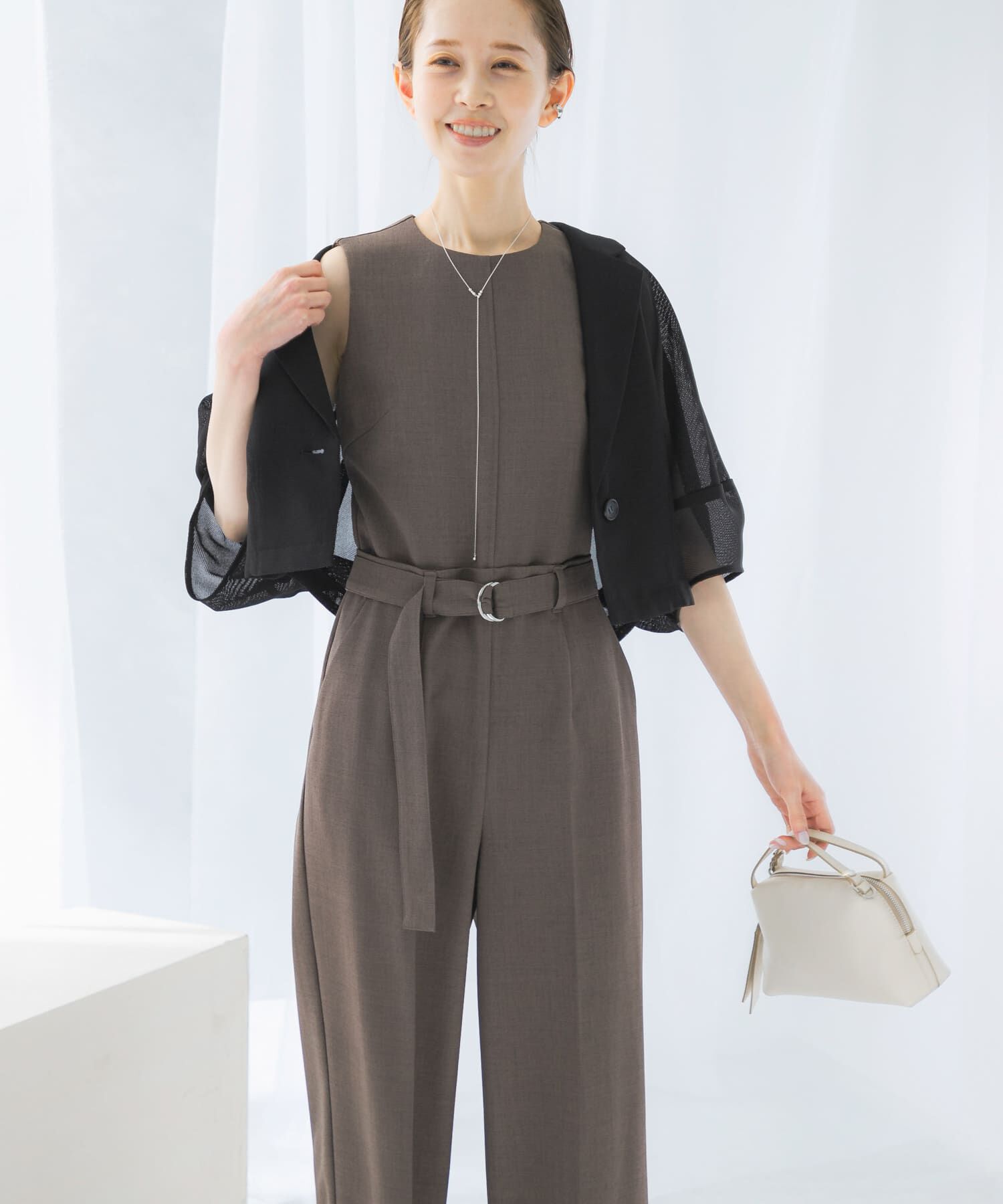 URBAN RESEARCH ROSSO「ベルト付サマーツイードオールインワン」|スカート|