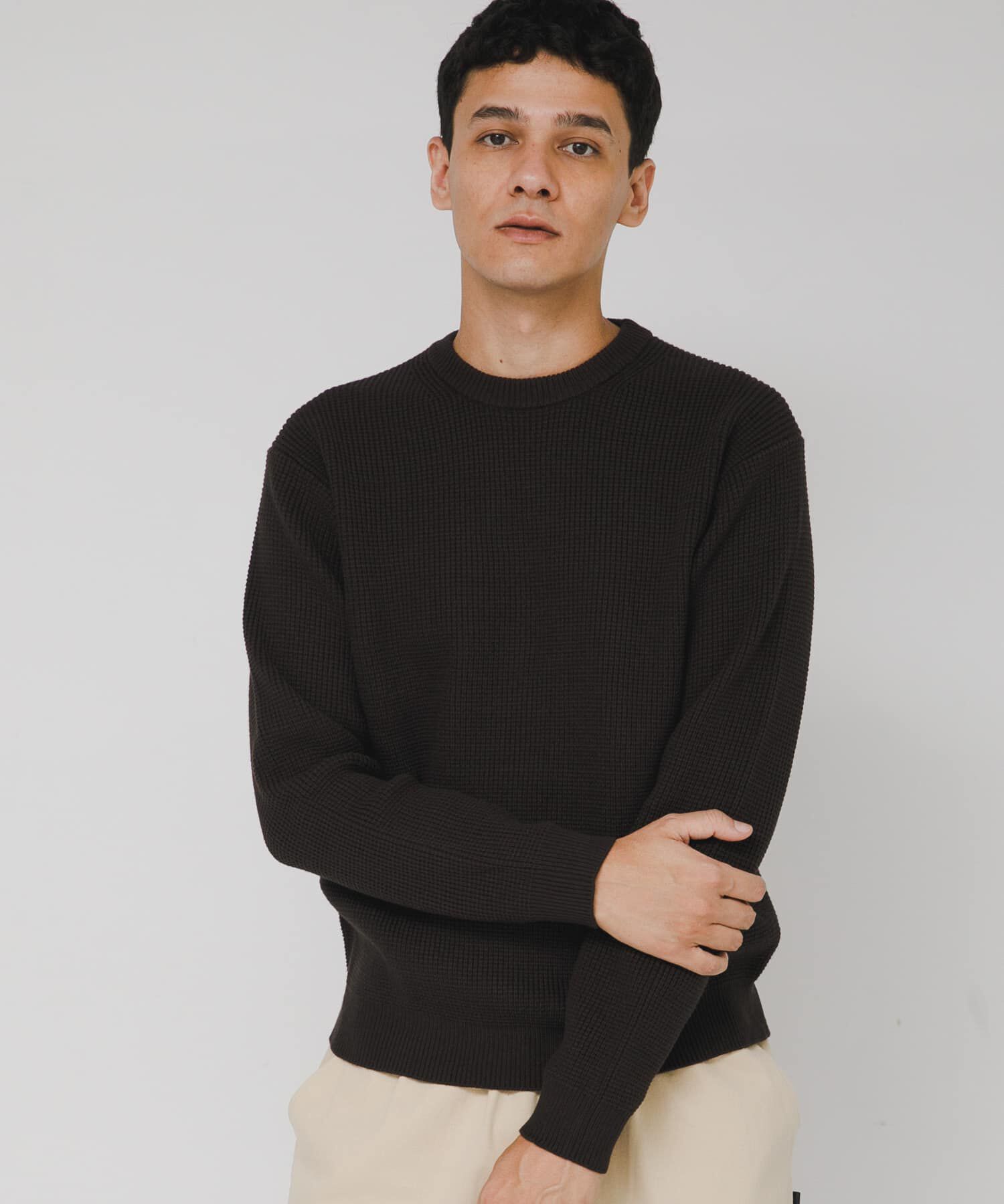 Sonny Label 「ウォッシャブルワッフルニットプルオーバー」|ニット・セーター|ブラウン