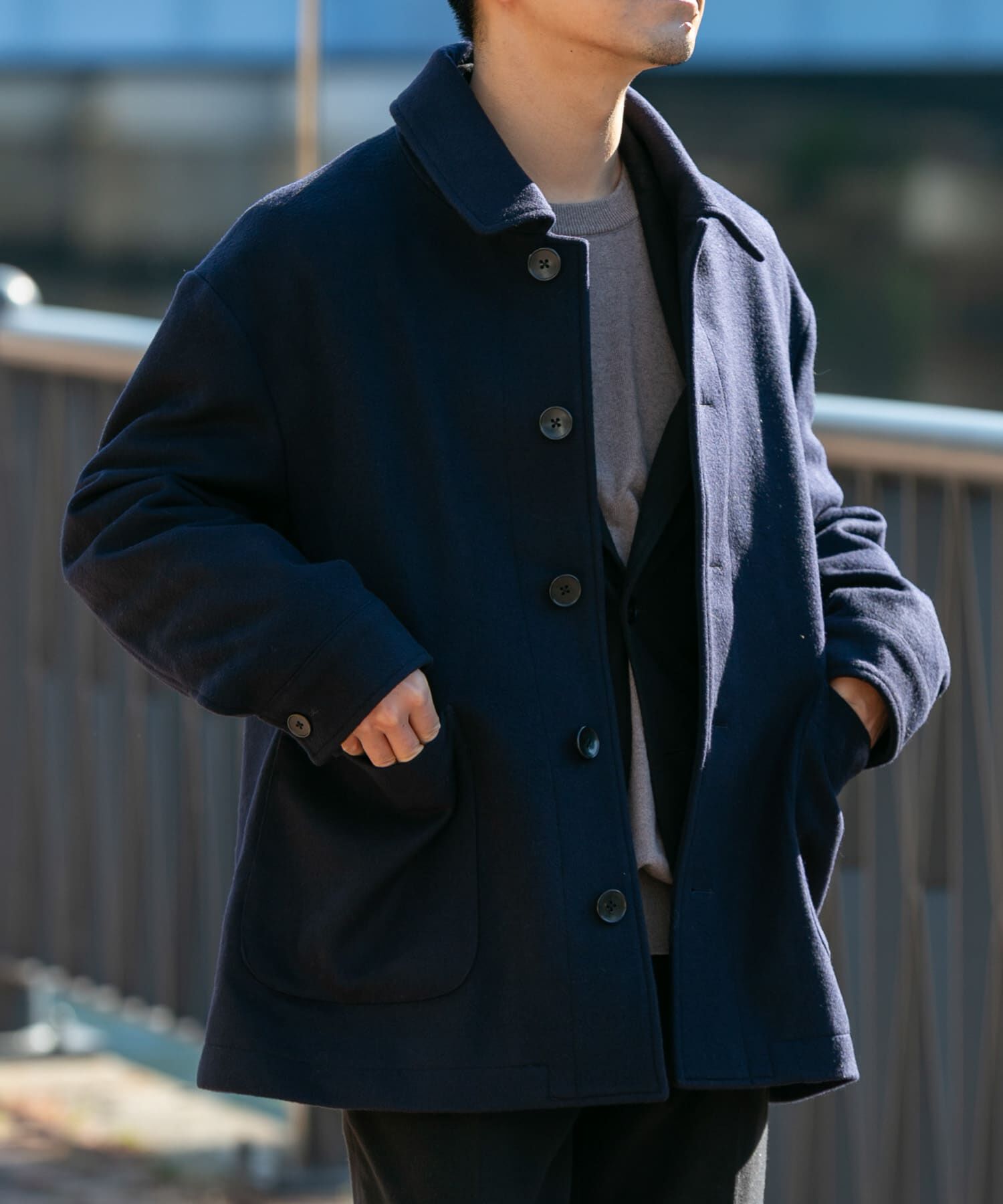 URBAN RESEARCH ROSSO「スーパー100 シングルPコート」|ピーコート|ネイビー