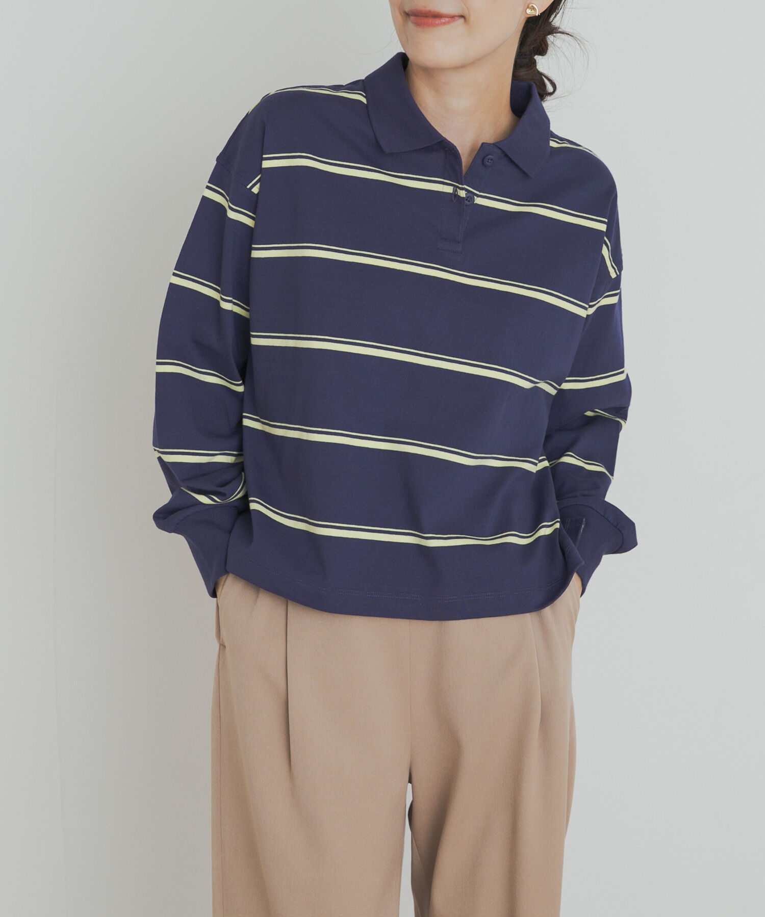 URBAN RESEARCH DOORS「Champion　LONGSLEEVE BORDER POLO」|Tシャツ・カットソー|ブルー