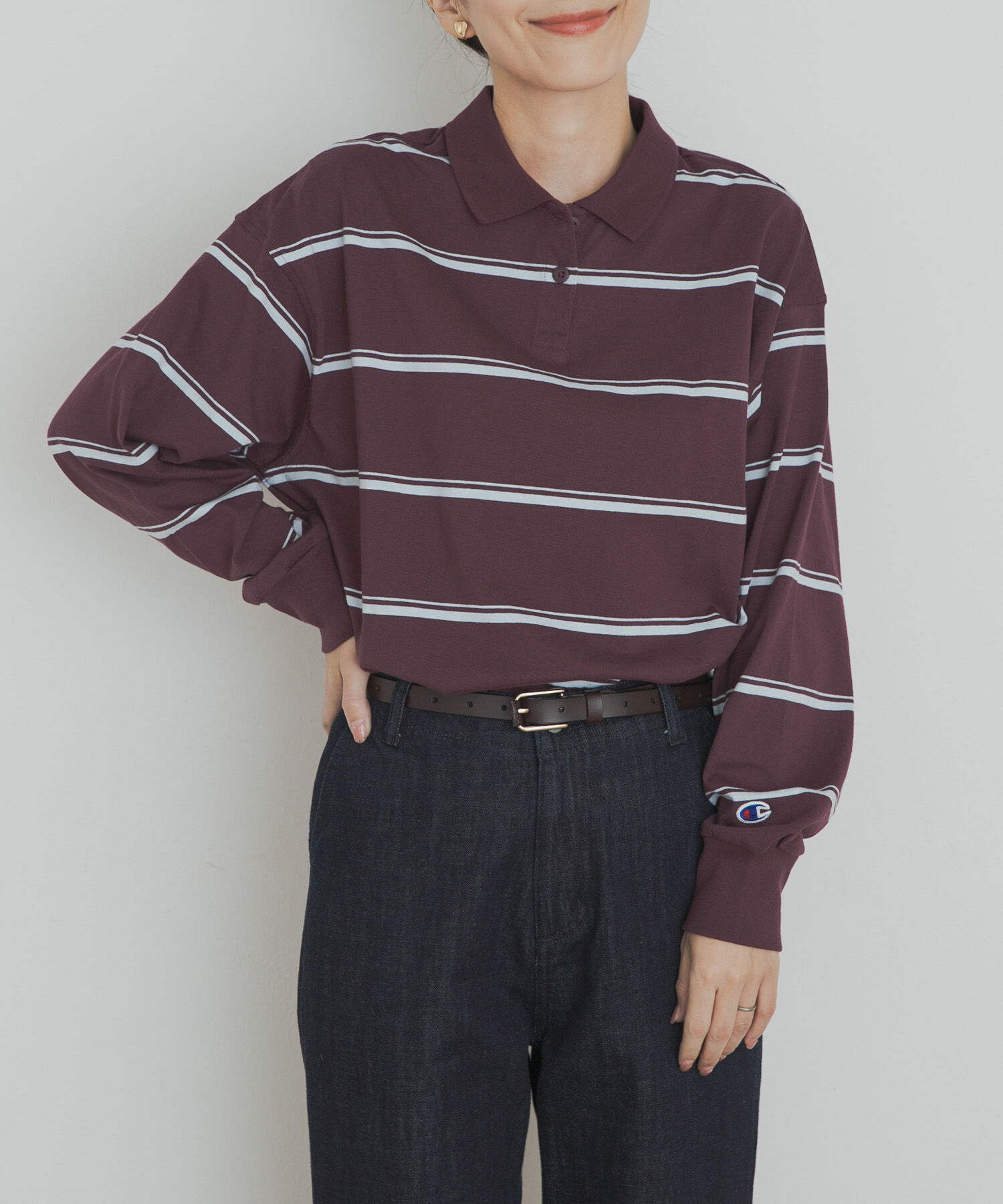 URBAN RESEARCH DOORS「Champion　LONGSLEEVE BORDER POLO」|Tシャツ・カットソー|