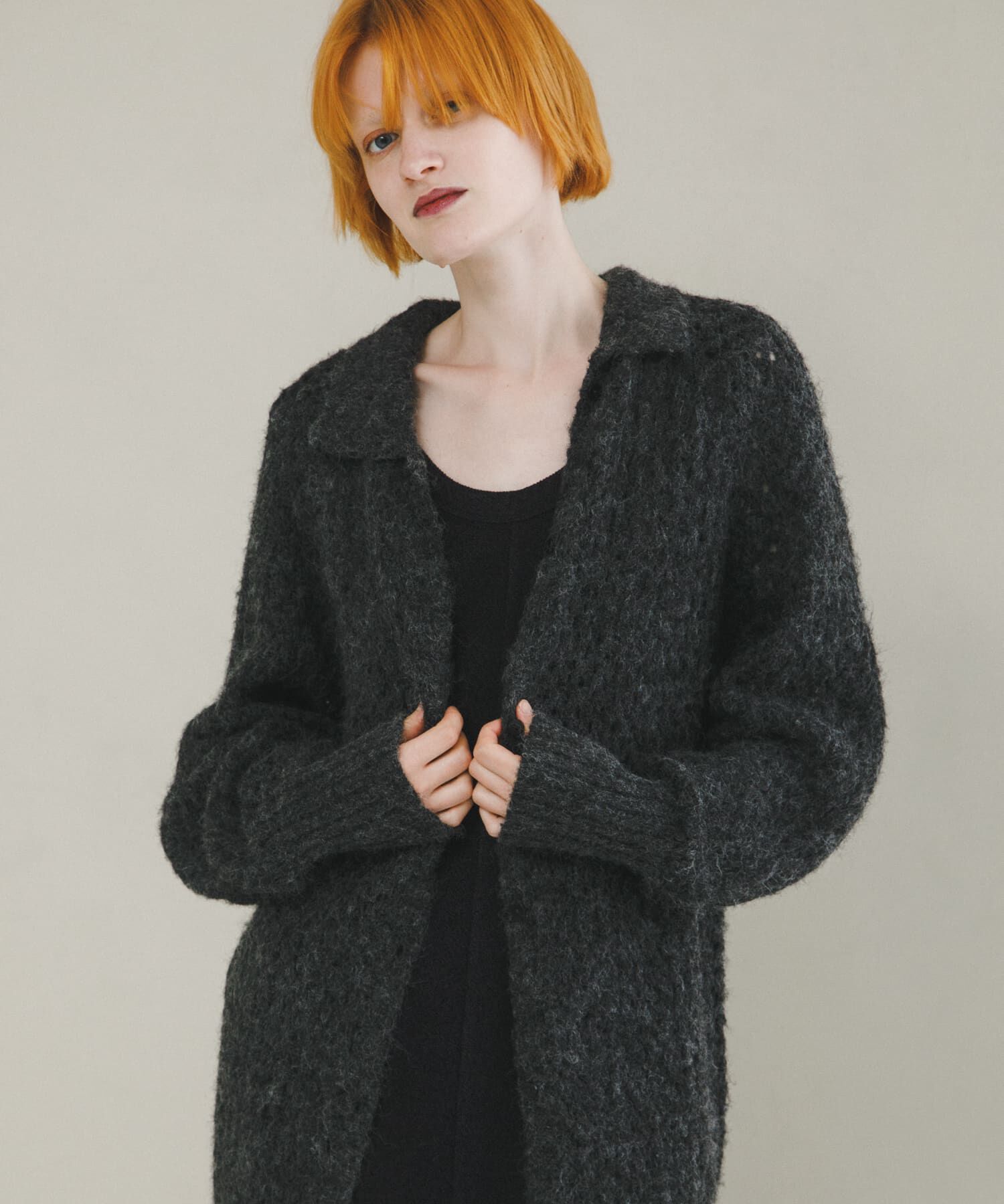 LAATO「mesh knit polo cardigan」|カーディガン|ブルー系その他