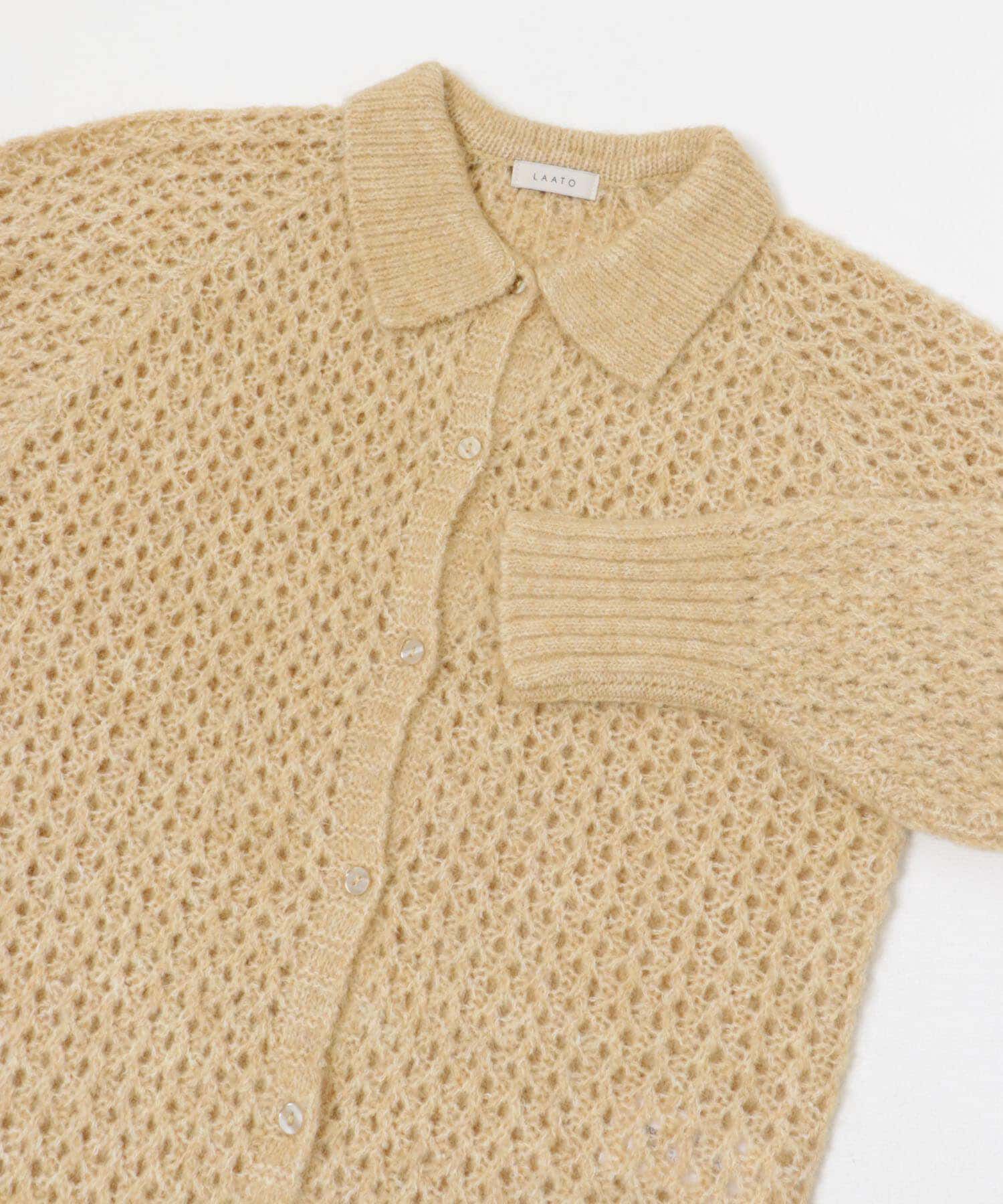LAATO「mesh knit polo cardigan」|カーディガン|