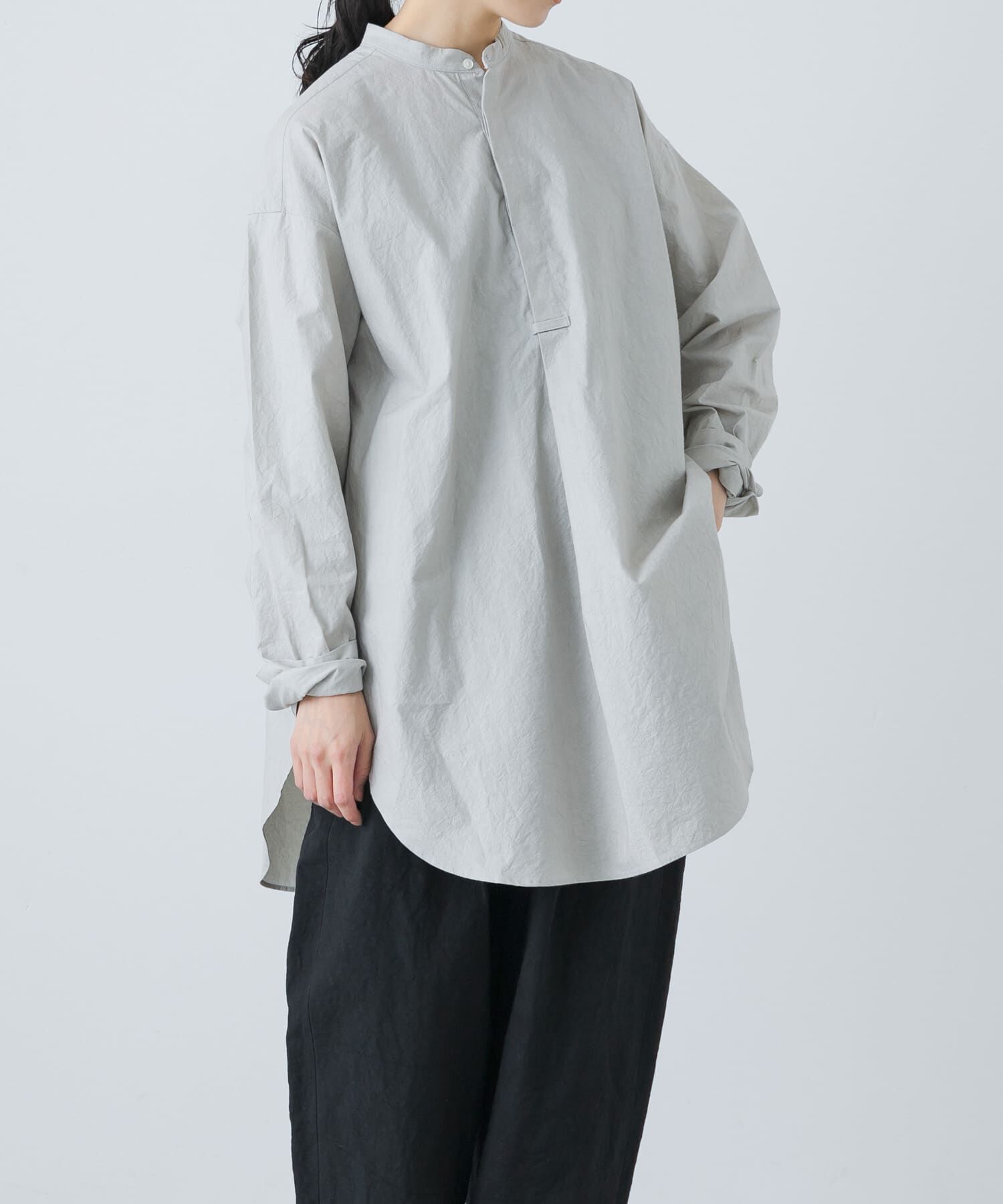 かぐれ「Cotton tunic shirts」|シャツ・ブラウス|ライトグレー
