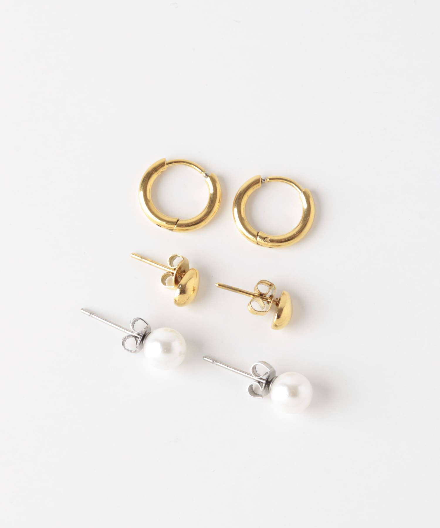 SMELLY「ステンレスパールセットピアス」|ピアス|