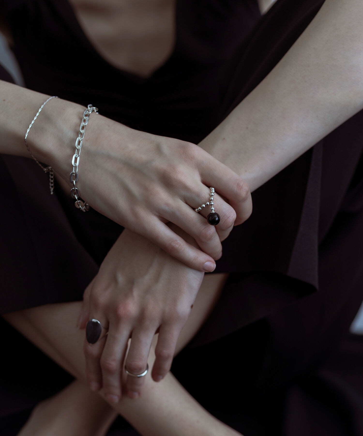 SMELLY「SMELLY so&rsquo;　onyx ball chain ring」|リング|