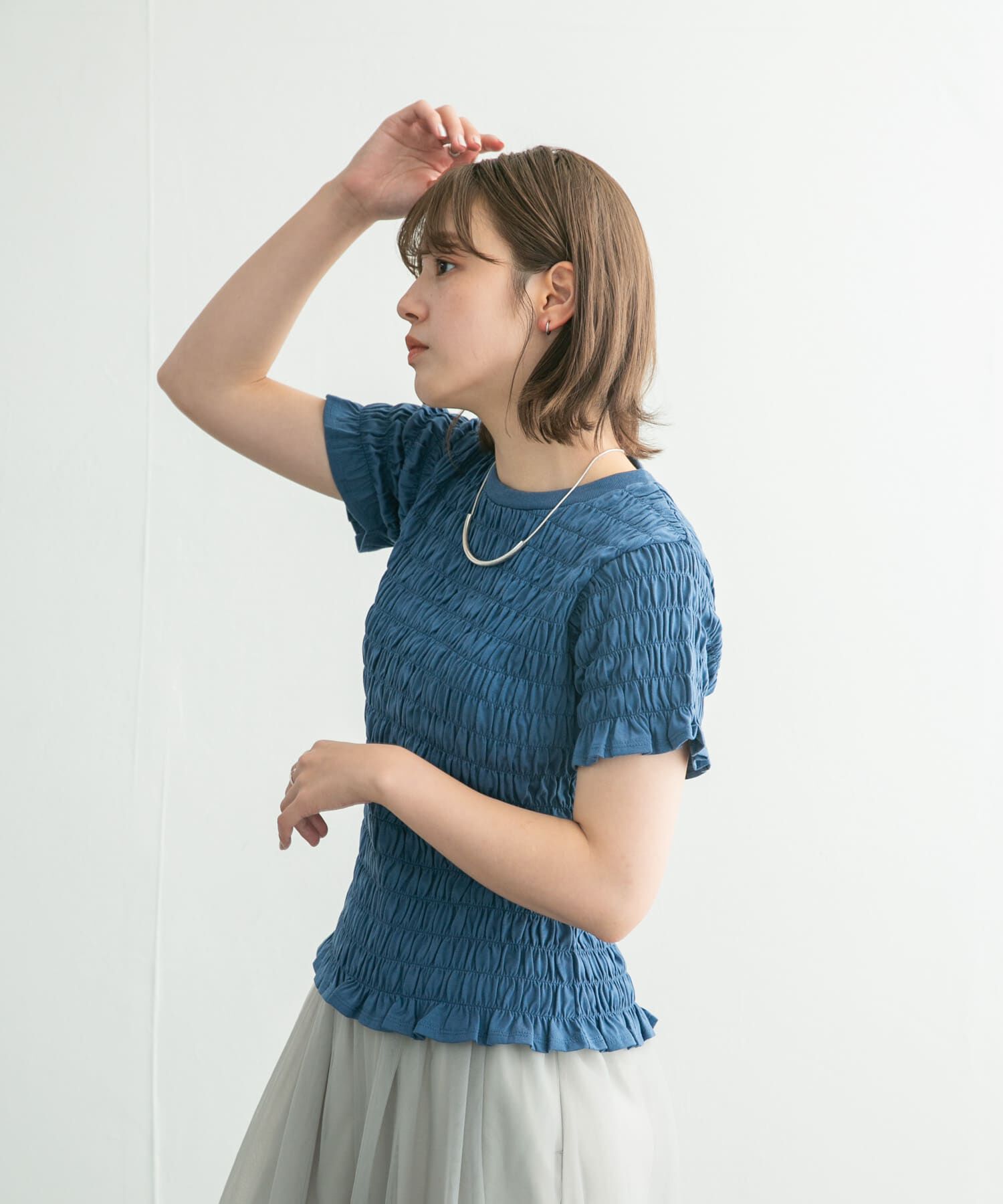  「シャーリングプチフリルTEE」|Tシャツ・カットソー|