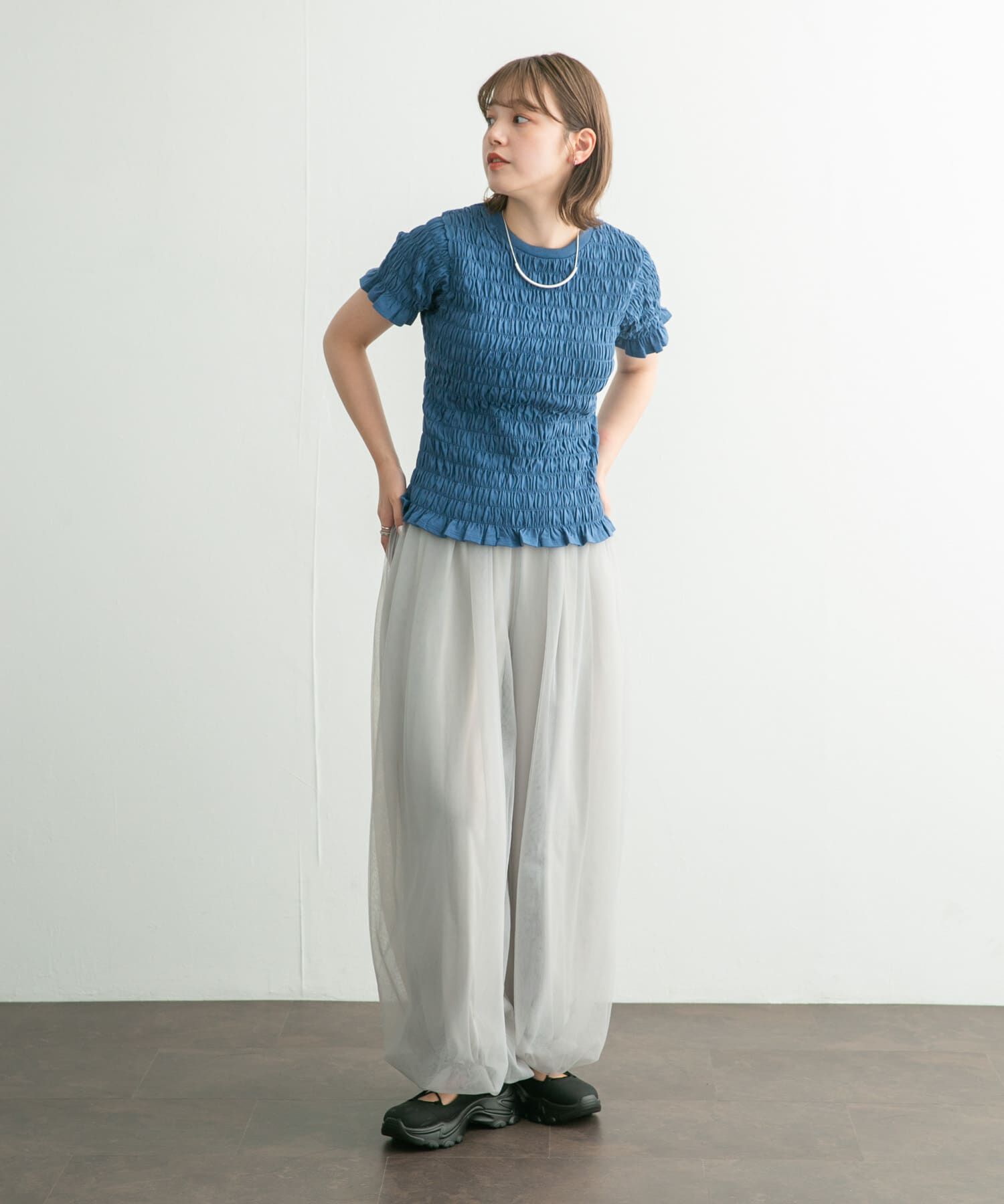  「シャーリングプチフリルTEE」|Tシャツ・カットソー|