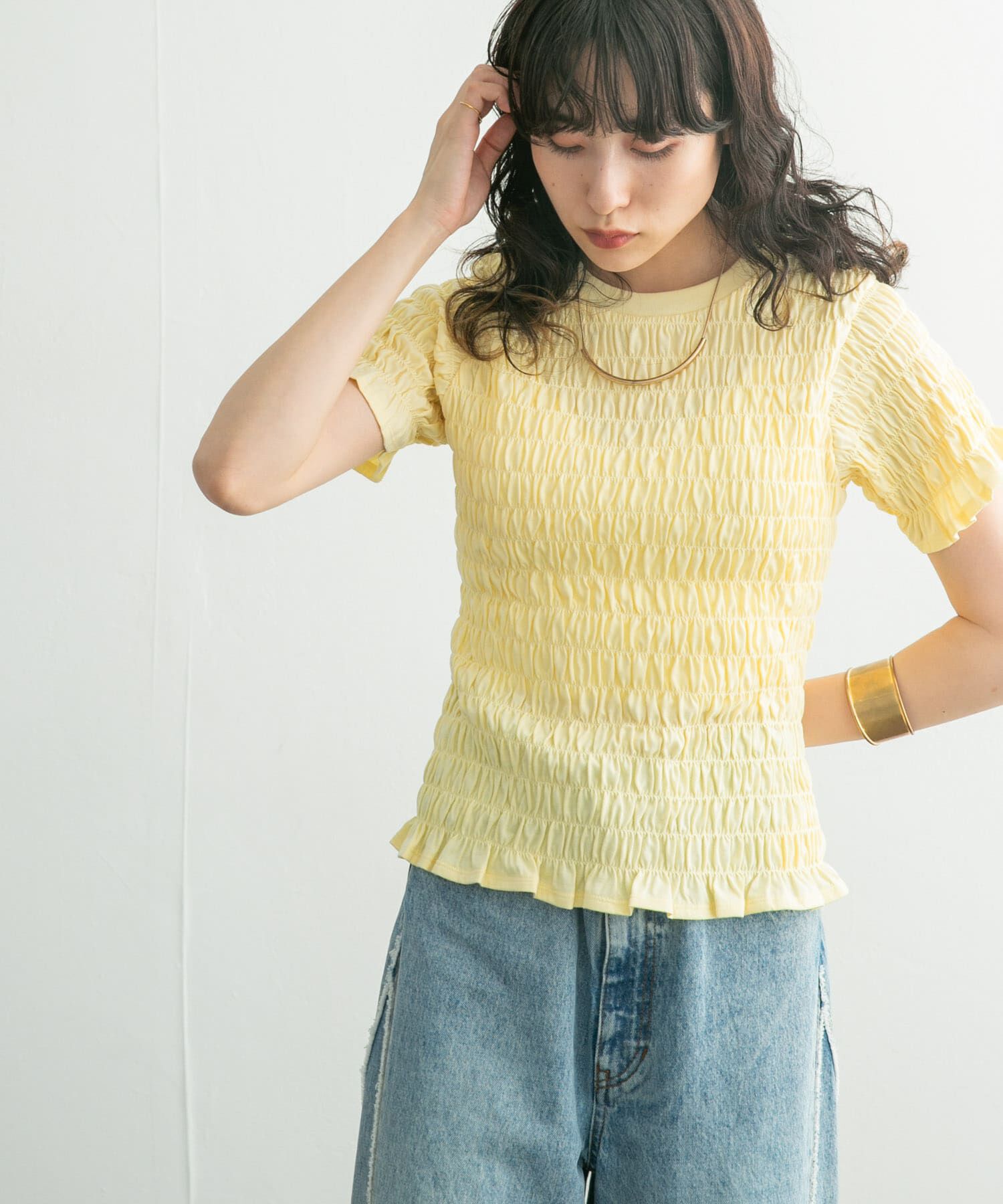  「シャーリングプチフリルTEE」|Tシャツ・カットソー|