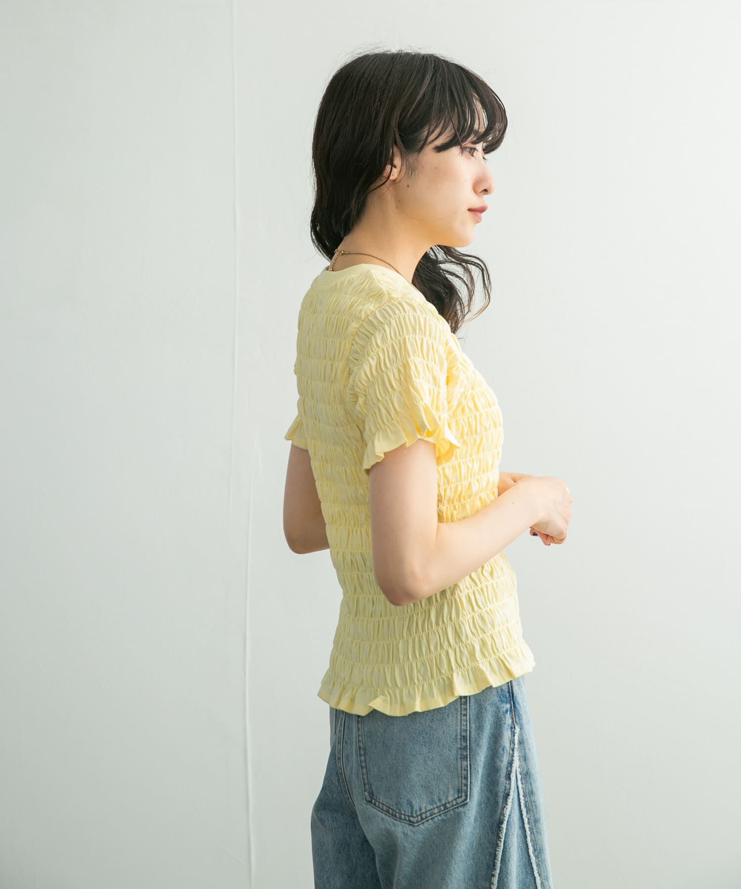  「シャーリングプチフリルTEE」|Tシャツ・カットソー|