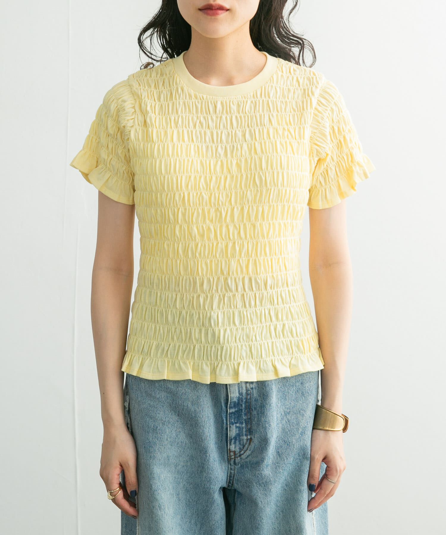  「シャーリングプチフリルTEE」|Tシャツ・カットソー|