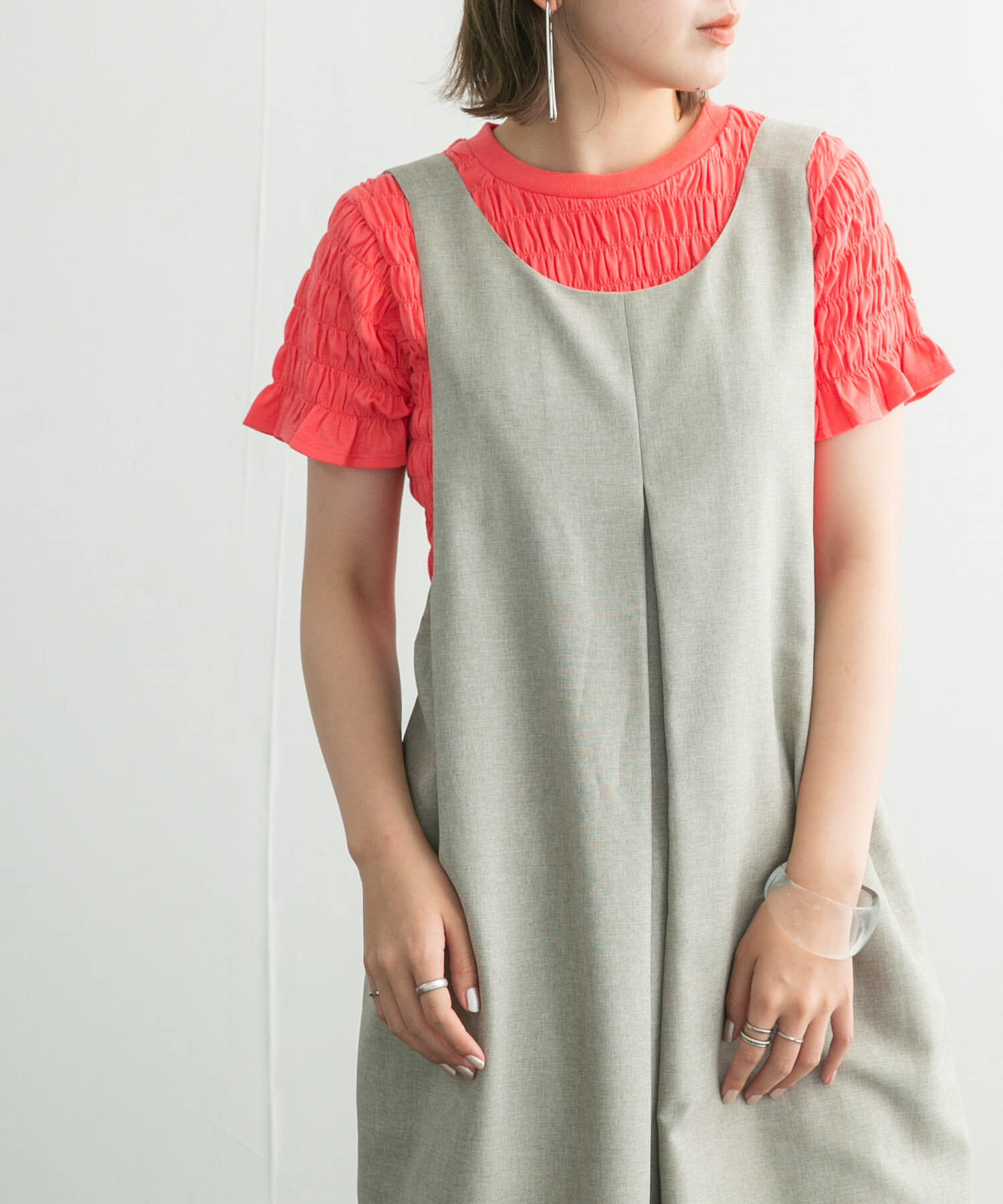  「シャーリングプチフリルTEE」|Tシャツ・カットソー|